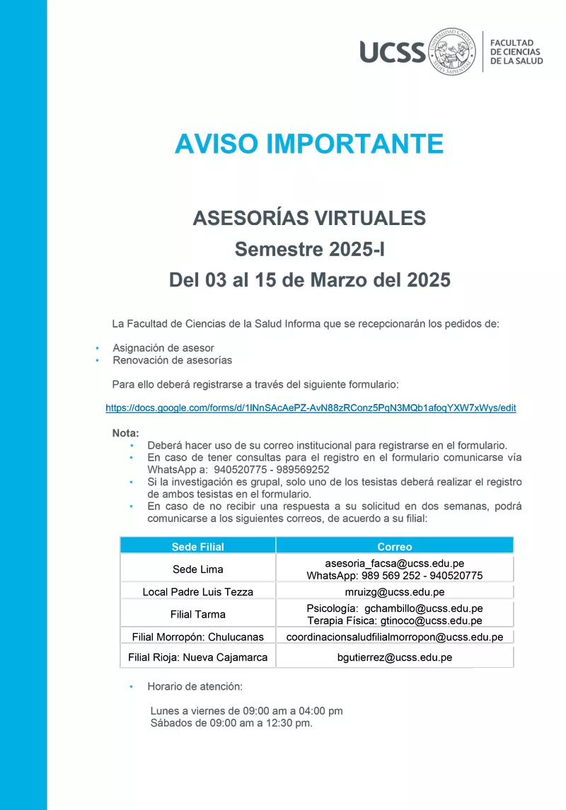 Aviso para asesorías virtuales