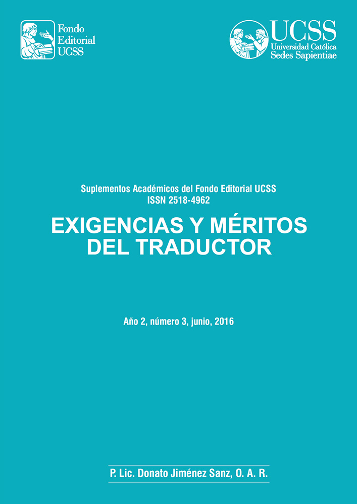 Exigencias y méritos del traductor por P. Donato Jiménez, O.A.R.