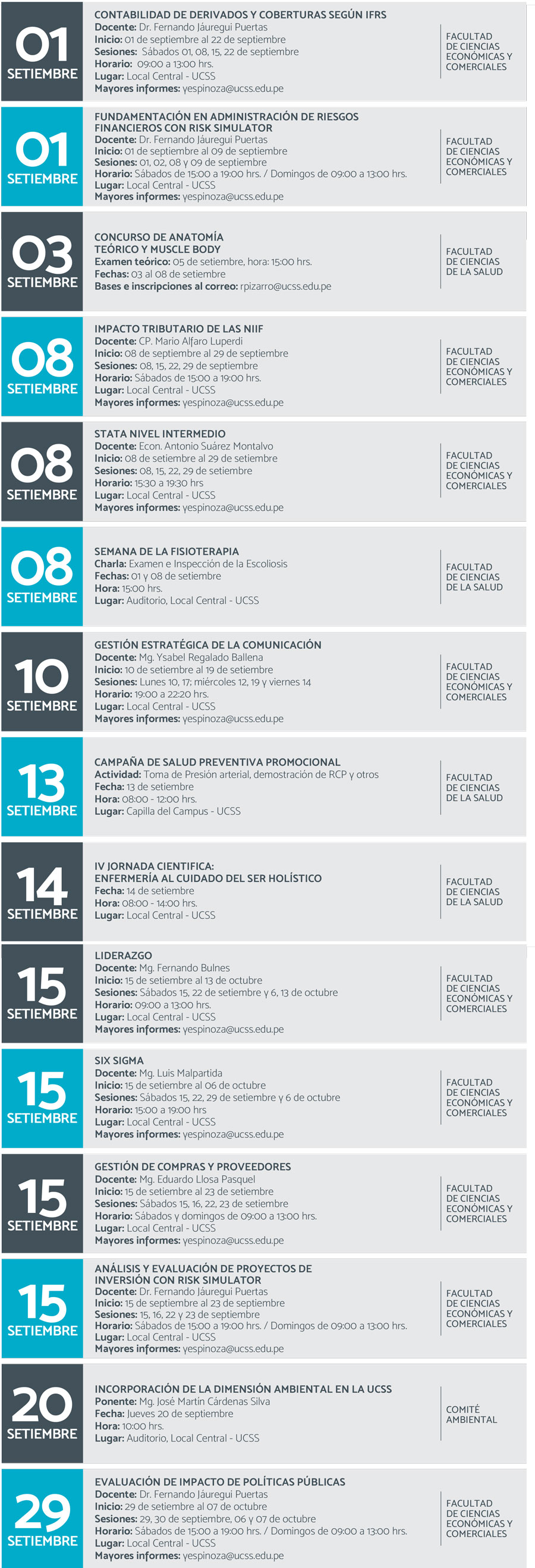 Programa de actividades - Setiembre 2018